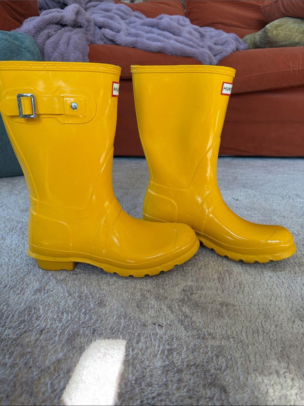 Hunter WOMENS  Gloss Yellow Rain Boots - Picture 2 of 4